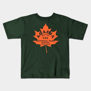 Acadia National Park Maple Leafe Logo Kids T-Shirt